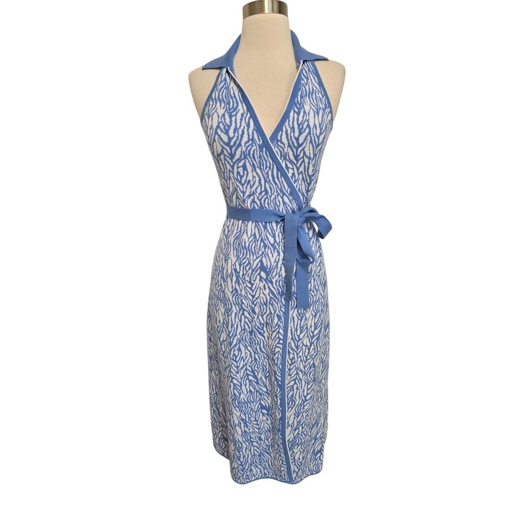 Diane von Furstenberg x Target Blue Knit Sleeveless Wrap Dress Size XS
